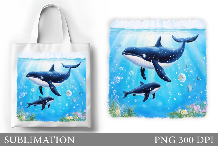 Whale Tote Bag Sublimation. Whale Sublimation