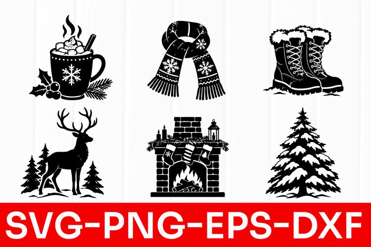 Cozy Winter Christmas Clipart SVG PNG example image 1