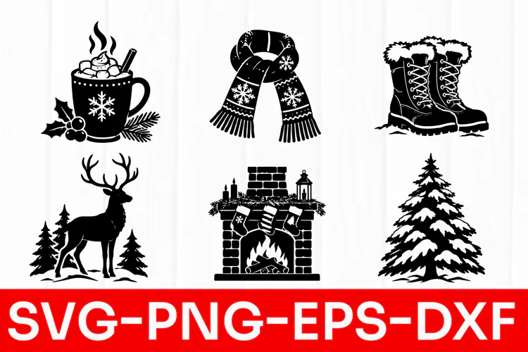 Cozy Winter Christmas Clipart SVG PNG