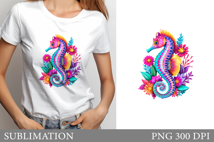 Seahorse T-Shirt Design. Cute Seahorse Sublimation example image 1
