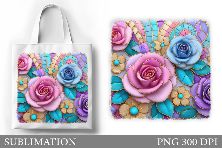 Roses Tote Bag Sublimation. Flowers Sublimation