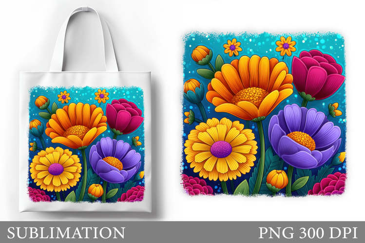 Flowers Tote Bag Sublimation. Flowers Sublimation