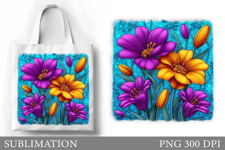 Flowers Tote Bag Sublimation. Flowers Sublimation