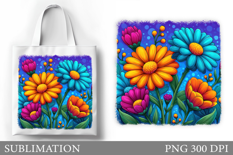 Flowers Tote Bag Design. Floral Tote Bag Sublimation