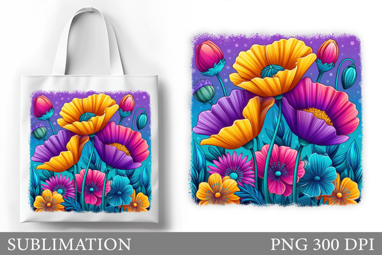 Flowers Tote Bag Sublimation. Flowers Sublimation