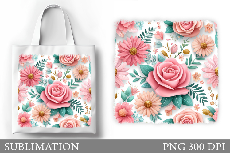 Flowers Tote Bag Sublimation. Flowers Sublimation