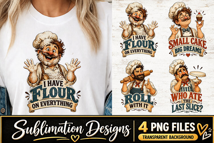 Funny Chef Baking Clipart Sublimation PNG example image 1