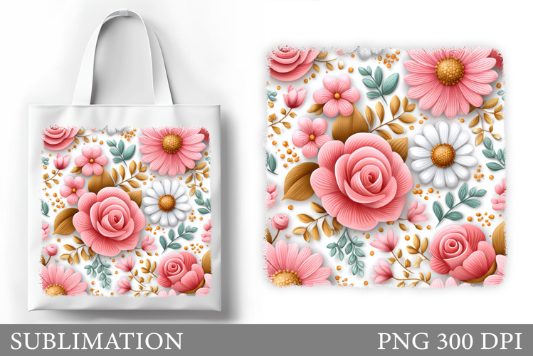 Flowers Tote Bag Sublimation. Flowers Sublimation