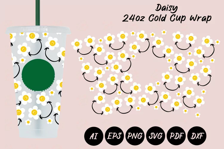 Daisy 24oz Cold Cup Wrap SVG