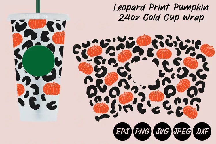Leopard Print Pumpkin 24oz Cold Cup Wrap SVG