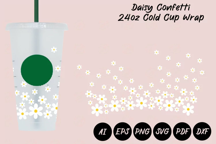 Daisy Confetti 24oz Cold Cup Wrap SVG