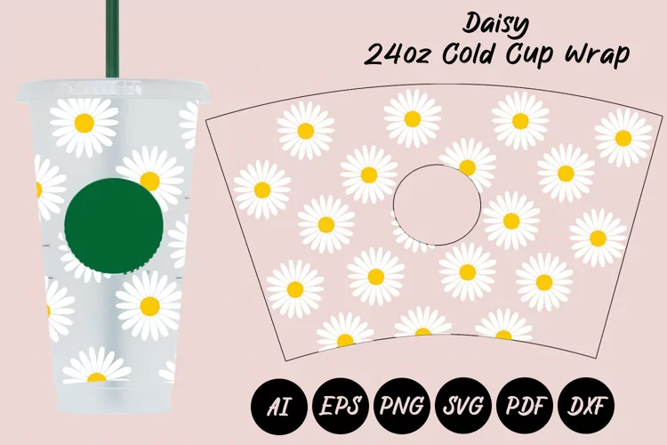 Daisy 24oz Cold Cup Wrap SVG