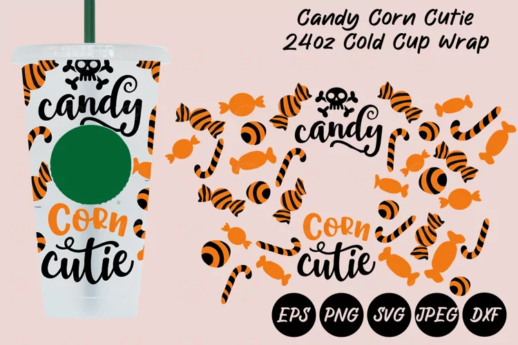 Candy Corn Cutie 24oz Cold Cup Wrap SVG