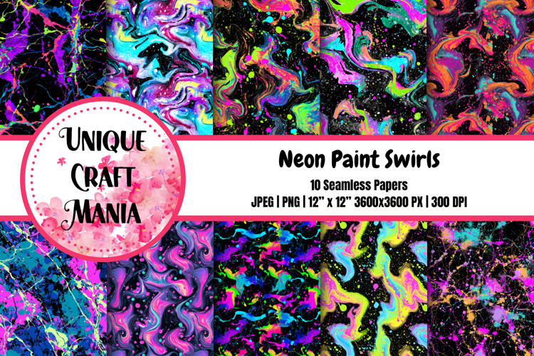 Neon Paint Swirls Seamless Pattern