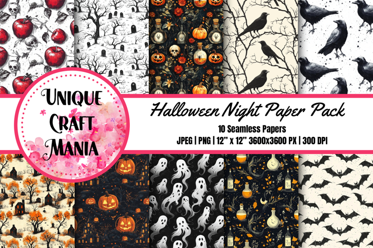 Halloween Night Paper Pack, Digital Paper Pack, Halloween