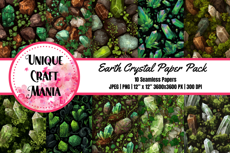 Earth Crystal Paper Pack, Digital Paper Pack, Nature