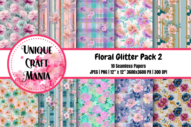 Floral Glitter Seamless Pattern
