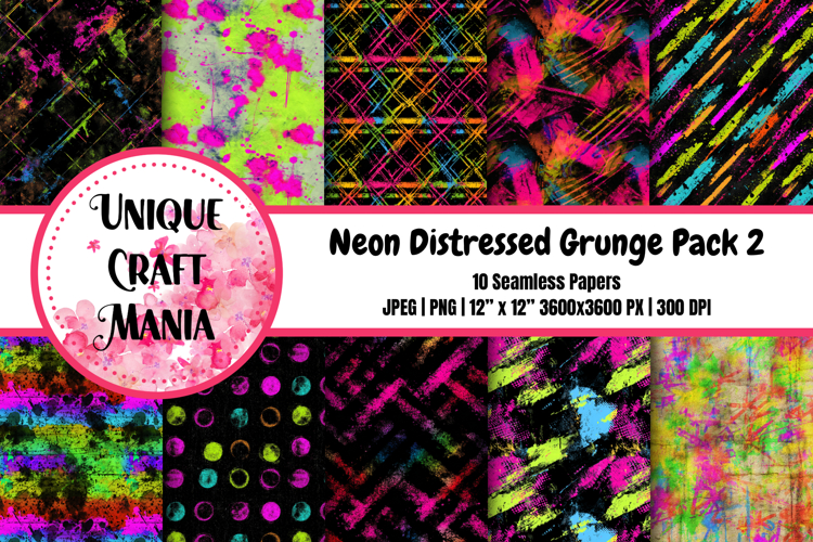 Neon Distressed Grunge Seamless Pattern