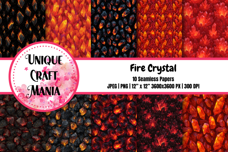 Fire Crystal Seamless Pattern