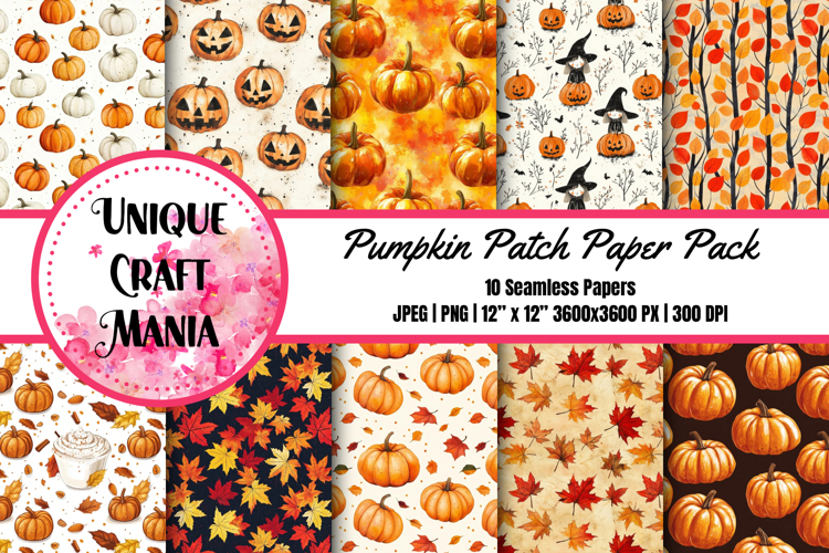 Pumpkin Patch Paper Pack, Digital Paper Pack, Pumpkins