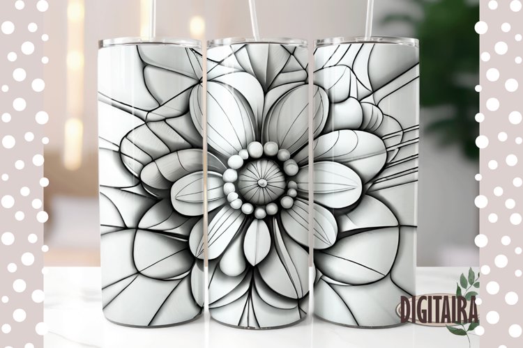 Abstract Floral Line Art 20oz Skinny Tumbler Sublimation PNG