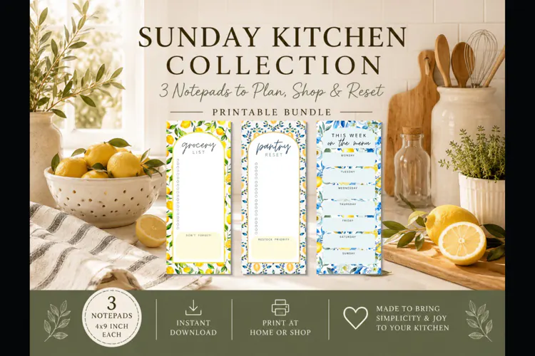 Grocery Printable, Meal Planner, Kitchen Printable, Pantry