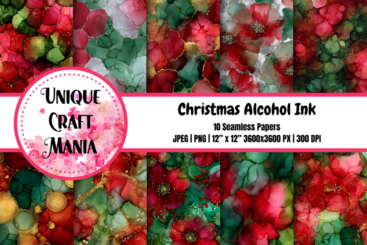 Christmas Alcohol Ink seamless Pattern