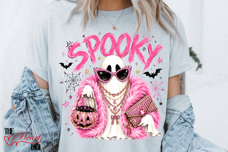 Glam Spooky Ghost PNG, Glam Halloween Shirt Design