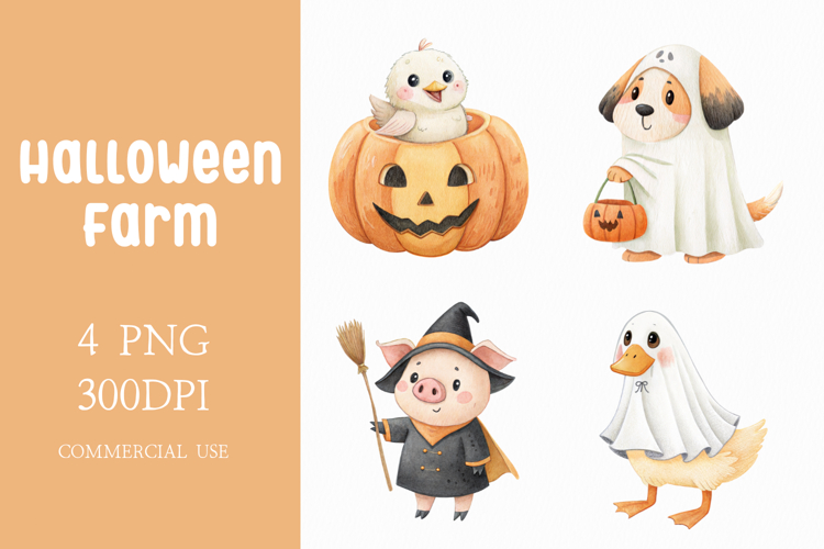 Halloween Farm Animals Clipart