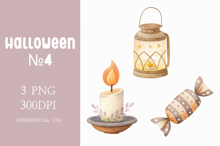 Spooky Cute Clipart Halloween Light and Candy Set
