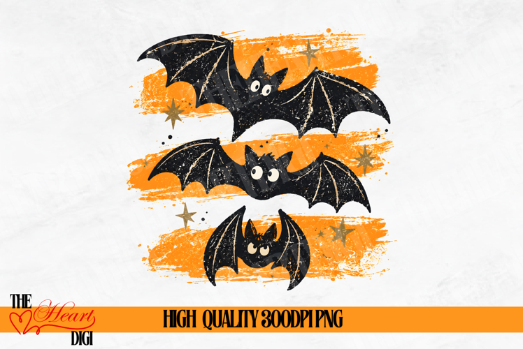 Halloween Bats Stripes PNG, Distressed Bat Shirt Design