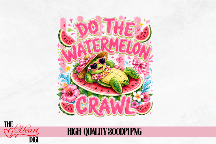 Do the Watermelon Crawl PNG, Cute Turtle Summer Quotes PNG