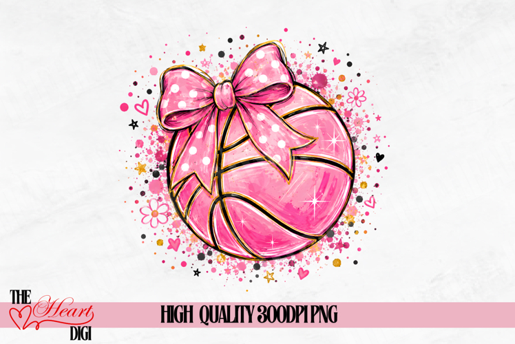 Pink Coquette Basketball Ball Png, Basketball Game Day Png