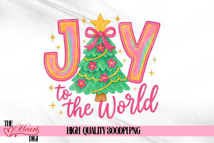 Joy To The World Png, Preppy Coquette Christmas Sublimation