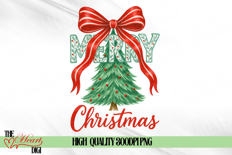 Flower Merry Christmas PNG, Christmas Tree Sublimation PNG