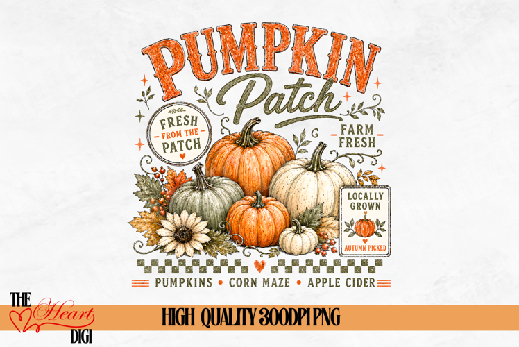 Pumpkin Patch PNG, Retro Autumn Shirt Design, Farm Fresh PNG