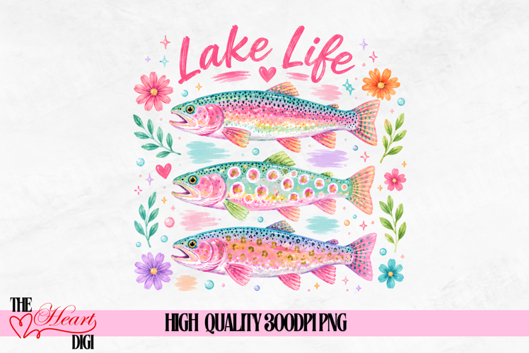 Preppy Lake Life Fish PNG, Flower Fish shirt Design