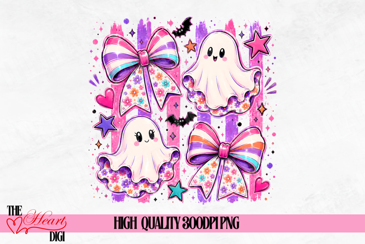 Cute Coquette Halloween Ghosts PNG, Preppy Little Ghost PNG