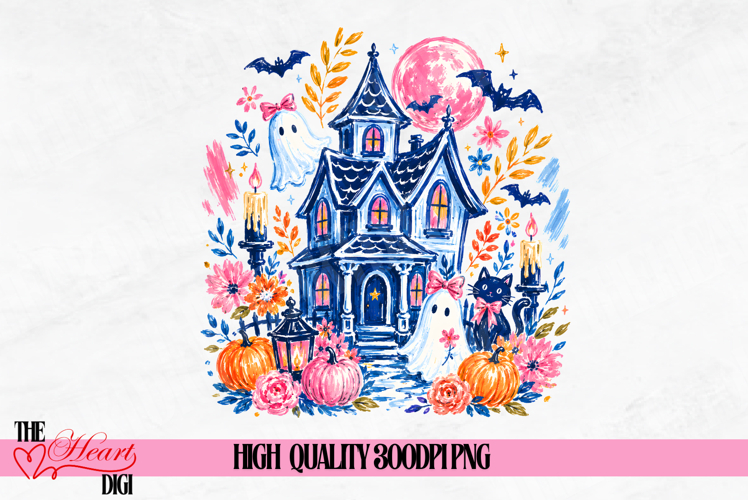 Haunted House PNG, Halloween Haunted Mansion Sublimation