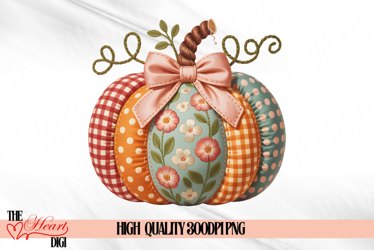 Preppy Patchwork Pumpkin PNG, Preppy Fall Pumpkin Png