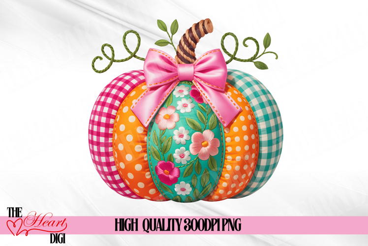 Pink Patchwork Pumpkin PNG, Preppy Pink Pumpkin Png