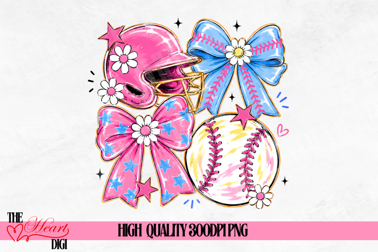 Pink Coquette Baseball PNG, Preppy Girly Baseball PNG