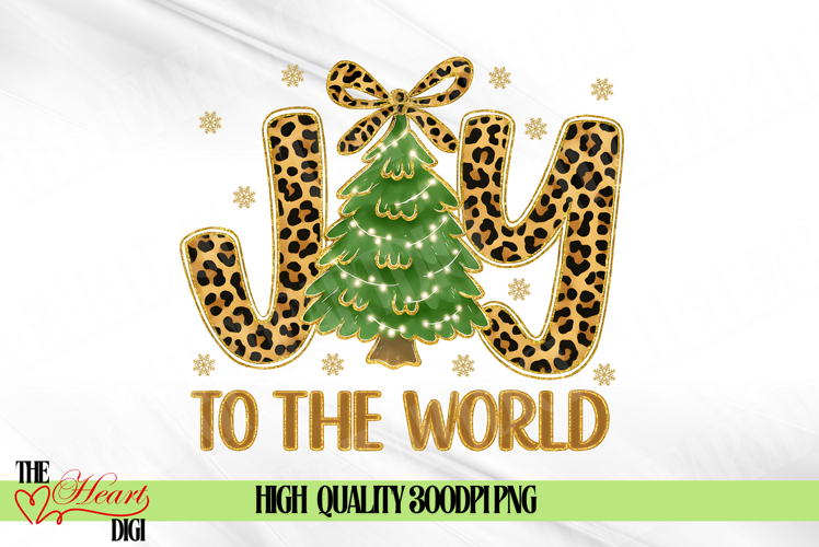 Joy To The World PNG, Leopard Christmas Tree Sublimation