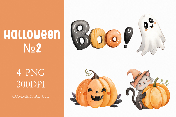 Adorable Ghosts and Pumpkin Set