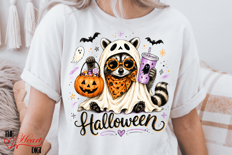 Halloween Raccoon PNG, Funny Raccoon Halloween Shirt Desig