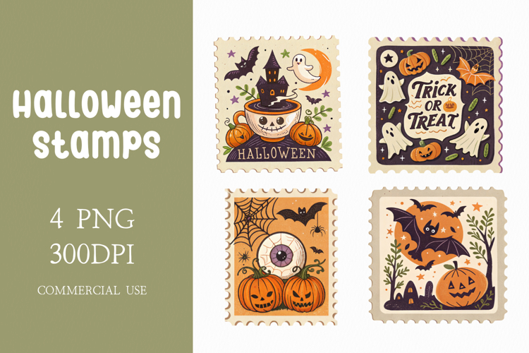 Vintage Halloween Postage Stamps
