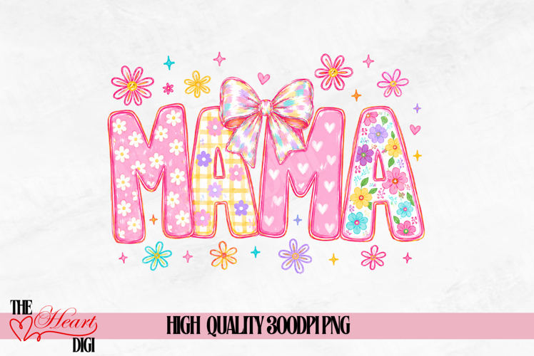 Coquette Preppy MAMA PNG, Pink Coquette Mama Writing PNG