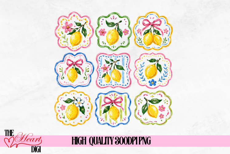 Lemons Frame PNG, La Dolce Vita Design, Retro Summer Fruit
