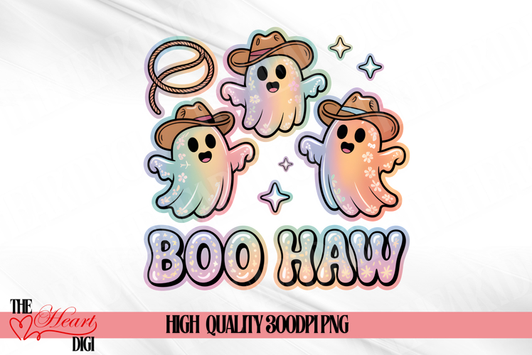 Boo Haw PNG, Iridescent Ghosts Sublimation Design
