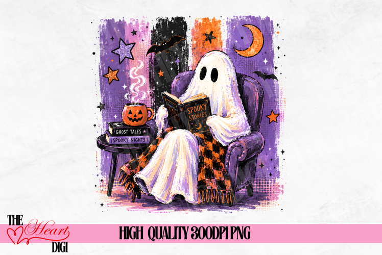 Spooky Ghost Reading Books PNG, Halloween Shirt PNG